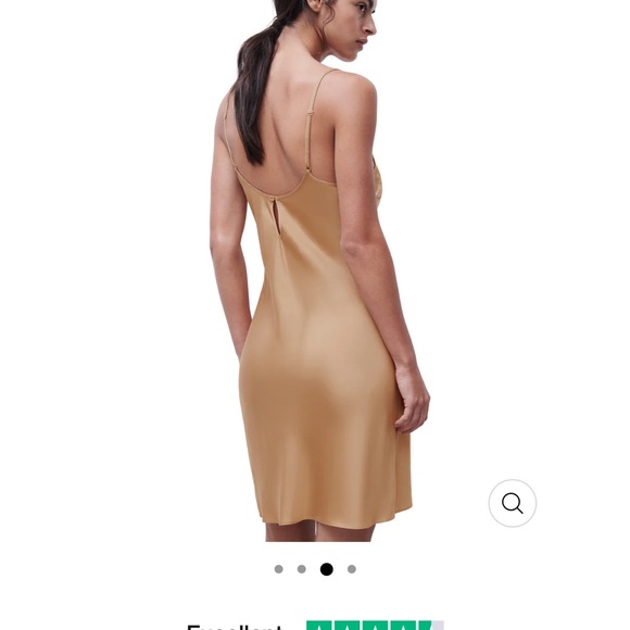 Brand New 100% Satin Elegant Gold Lace Slip Dress by Chantelle - Picture 3 of 4